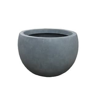 13 in. Tall Slate Gray Lightweight Concrete Round Outdoor Bowl Planter