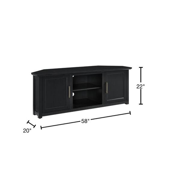CROSLEY FURNITURE Camden Black 58 in. Corner TV Stand Fits 60 in