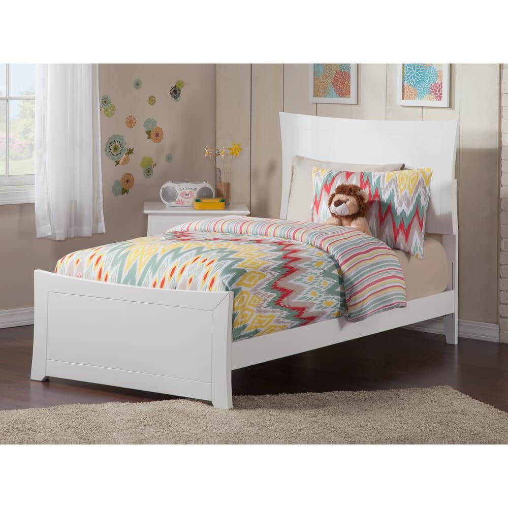 Metro Twin White Wood Platform Bed with Headboard