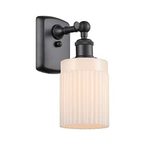 Hadley 1-Light Matte Black Wall Sconce with Matte White Glass Shade