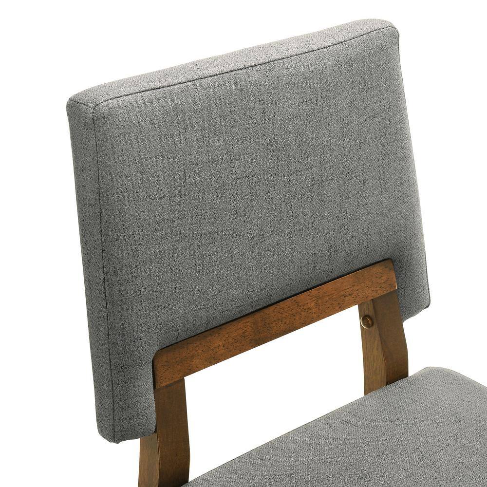 Walnut Finish Charcoal Fabric Upholstered Wood Dining Chairs - Set of 2