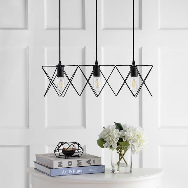 Pernille 3-Light Black Linear Cage Island Hanging Pendant Lighting