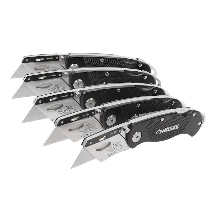 HUSKY PRO Utility Knife Blades Storage,Folding Handle,Lockable,Removable  Blade