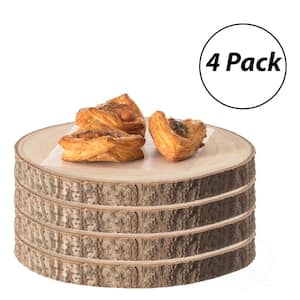 Home Decor Natural Wooden Bark Slice Tray Large Rustic Table Charger CenterPiece 14 in. (Set of 4)