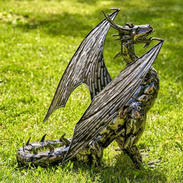 Zaer Ltd. International 21 in. Tall Metal Dragon Statue &quot