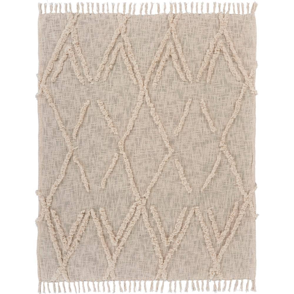 Natural Diamond Tufted Organic Cotton 50" x 60" Throw Blanket