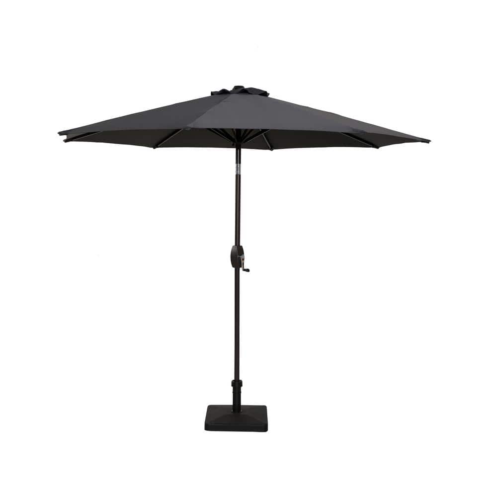 9 ft. Steel Market Outdoor Patio Umbrella in Gray