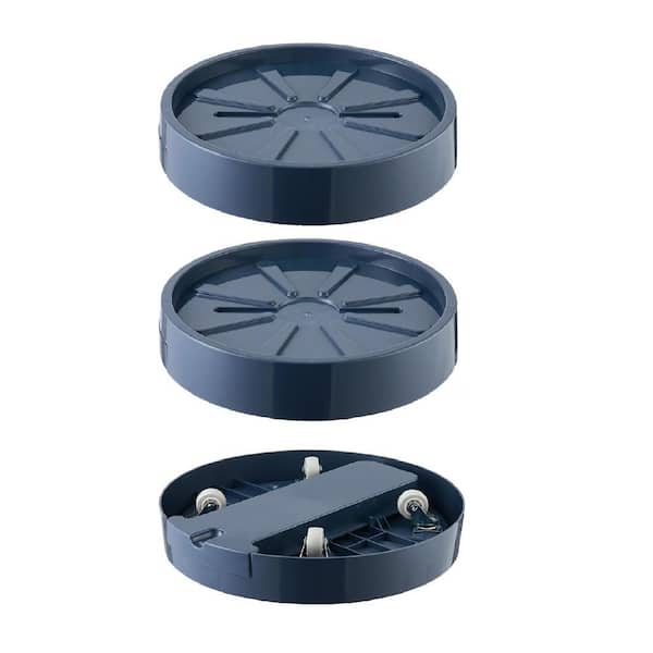 11  in. W x 12.6  in. H Gray Pot Saucers Resin Plant Caddy w/ Hidden Wheels Outdoor Rolling Plant Stand Saucer (3-Pack)