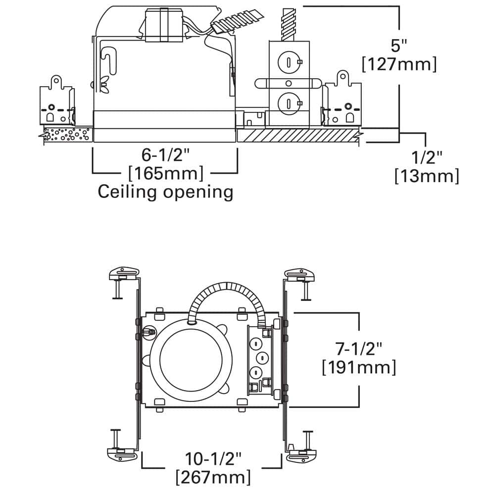 Aluminum 6" Airtite Shallow IC Recessed Housing