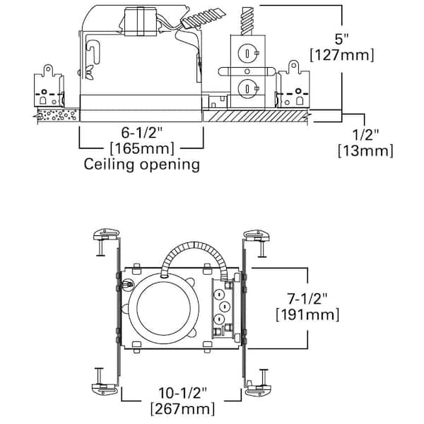 H27 6 in. Aluminum Recessed Lighting Housing for New Construction Shallow Ceiling, Insulation Contact, Air-Tite