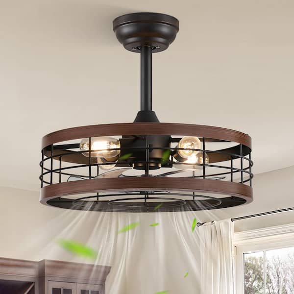 18 in. Indoor Black Downrod Mount Ceiling Fan with Remote Control