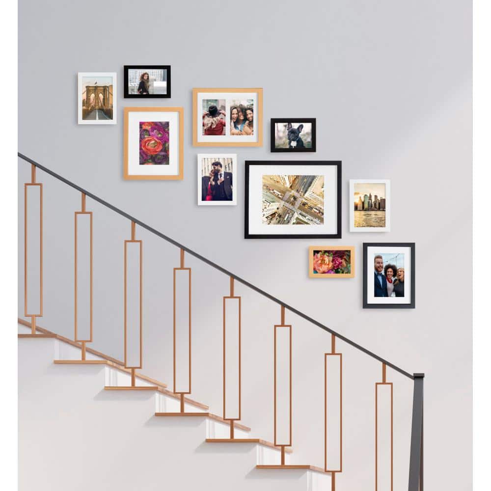 Gold and Wood 10-Piece Wall Frame Set