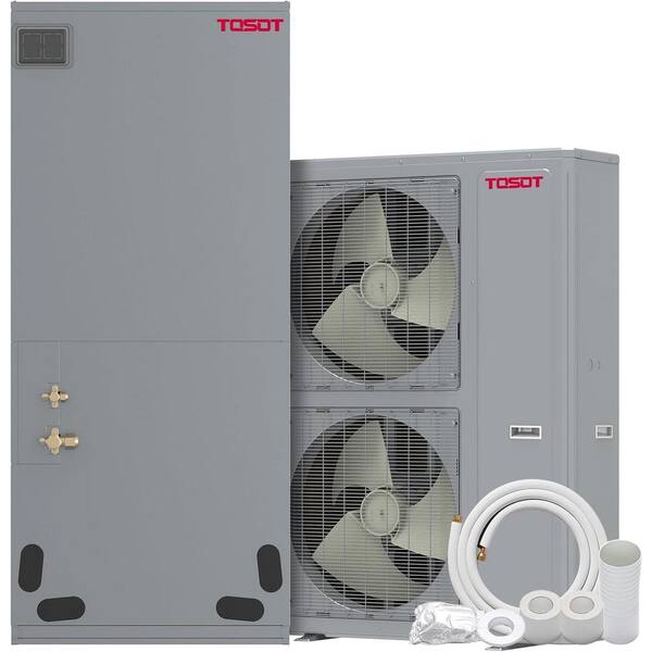 Tosot 60,000 BTU Ducted Central AC Heat Pump System, 5 Tons, Originality 2-Stage Compressor, 16 ft. Copper Line Set 15.8 SEER2