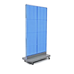 60 in. H x 32 in. W 2-Sided Double Pegboard Floor Display On Wheeled Base in Blue