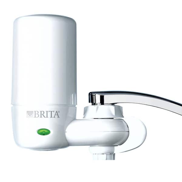 Brita Complete Faucet Mount Tap Water Filtration System in White, BPA Free, Reduces Lead