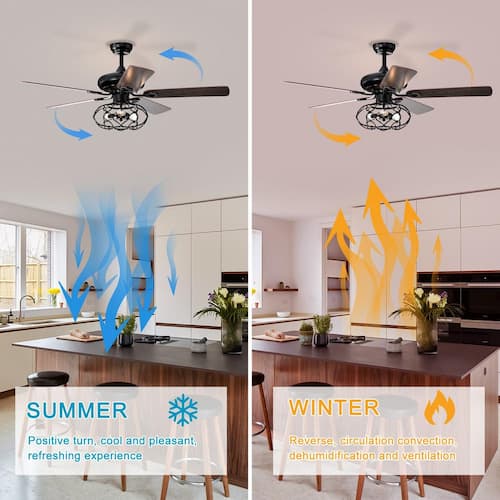 52 in. Smart Indoor Low Profile Ceiling Fan with Lights and Optional Remote, Black dubbin Ceiling Fans With Lights