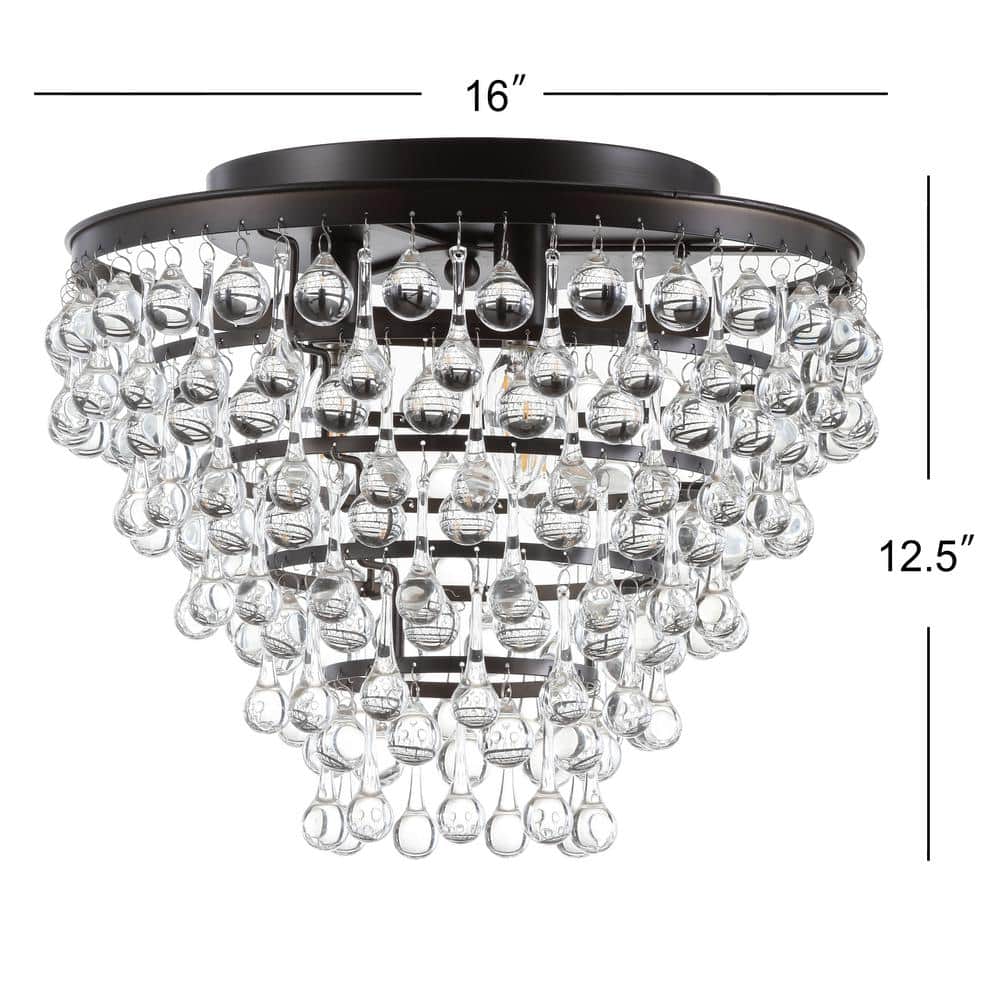 Toronto 16" Crystal LED Flush Mount Chandelier in Bronze