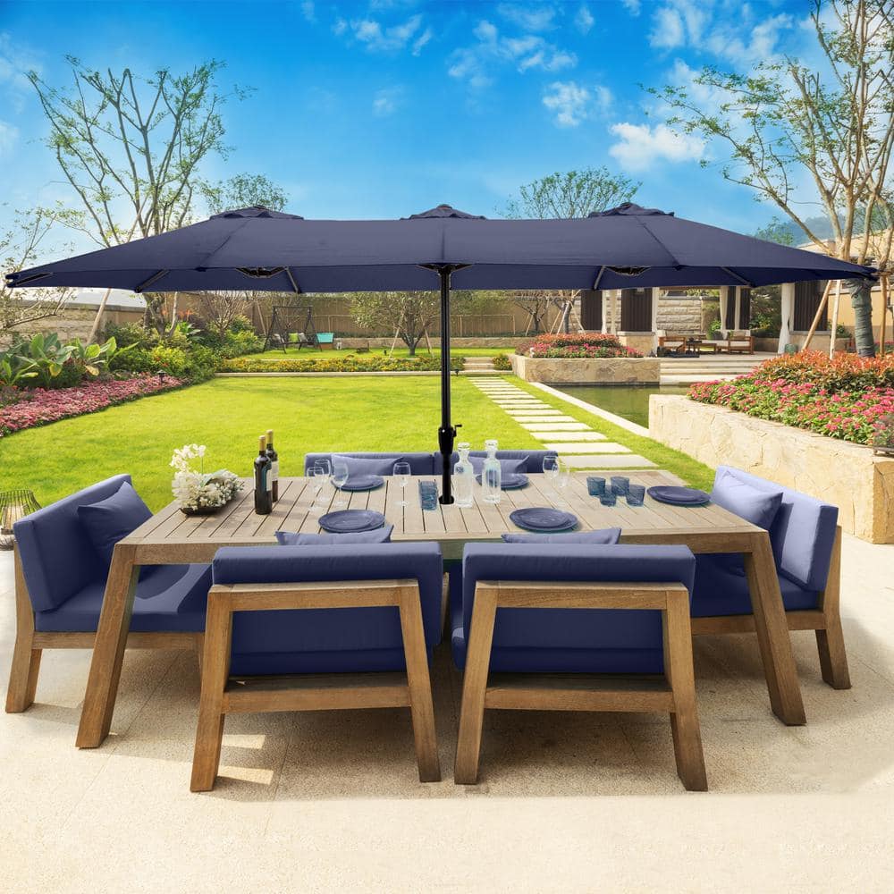 Extra Large Navy Blue Steel Outdoor Patio Umbrella