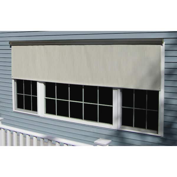 Bali Essentials Charcoal Cordless Light Filtering Vinyl Horizontal Exterior Roll-Up Shade 48 in. W x 84 in. L