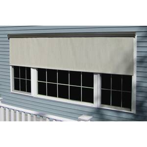Charcoal Cordless Light Filtering Vinyl Horizontal Exterior Roll-Up Shade 126 in. W x 84 in. L