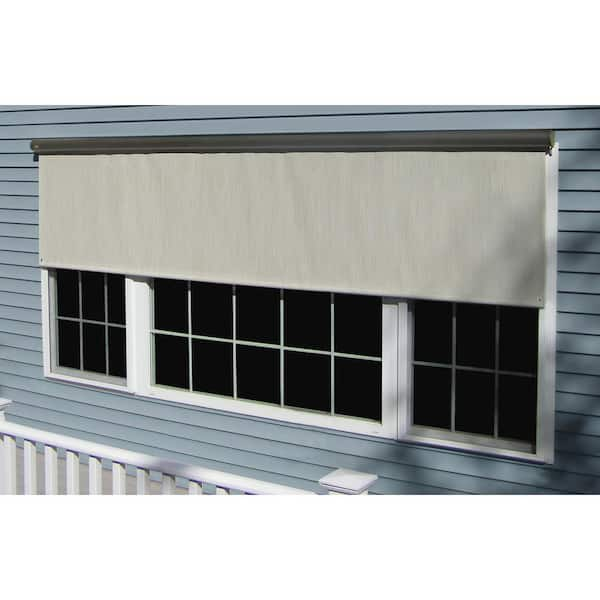 Bali Essentials Desert Sand Cordless Light Filtering Vinyl Horizontal Exterior Roll-Up Shade 120 in. W x 84 in. L