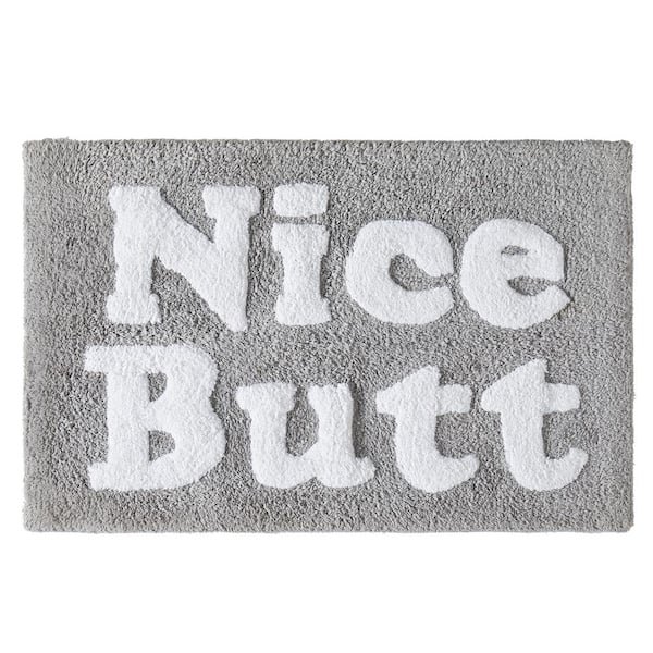 Jessica Simpson Nice Butt 20 in. x 32 in. Gray Novelty Cotton Rectangular Bath Mat