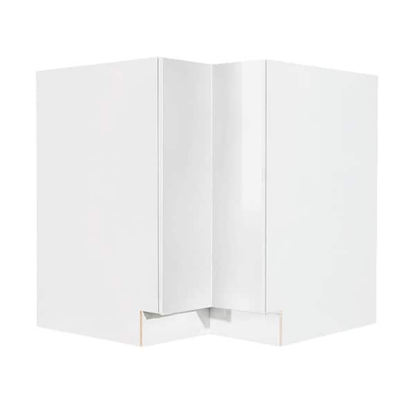 LIFEART CABINETRY Valencia Assembled 36 in. W x 24 in. D x 34.5 in. H in Gloss White Plywood Assembled Lazy Susan Base Kitchen Cabinet