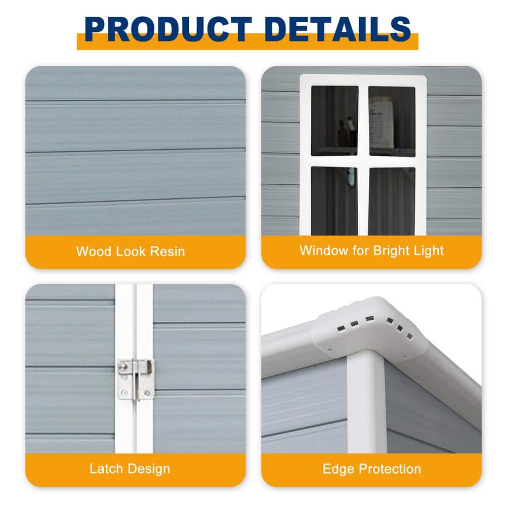 Gray Resin 5ft x 3ft Outdoor Storage Shed with Window