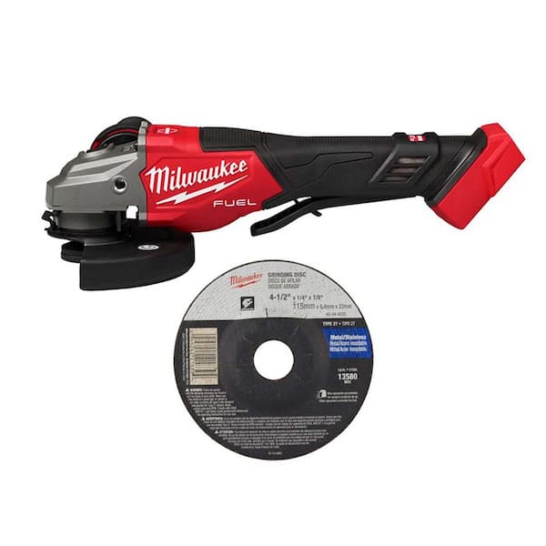 Milwaukee M18 FUEL 18-Volt Lithium-Ion Brushless Cordless 4-1/2 in. /6 in. Braking Grinder with Paddle Switch with Wheel