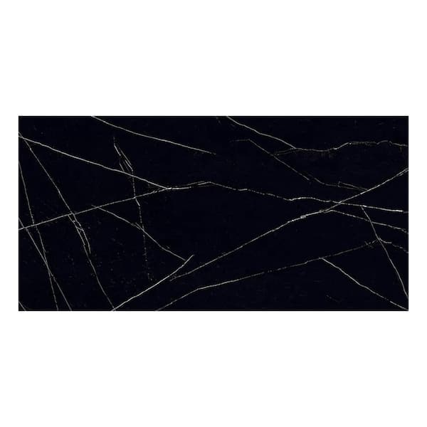 Apollo Tile Veneto 4 in. x 5 in. Polished Black Marquina Porcelain Rectangle Wall and Floor Tile Sample