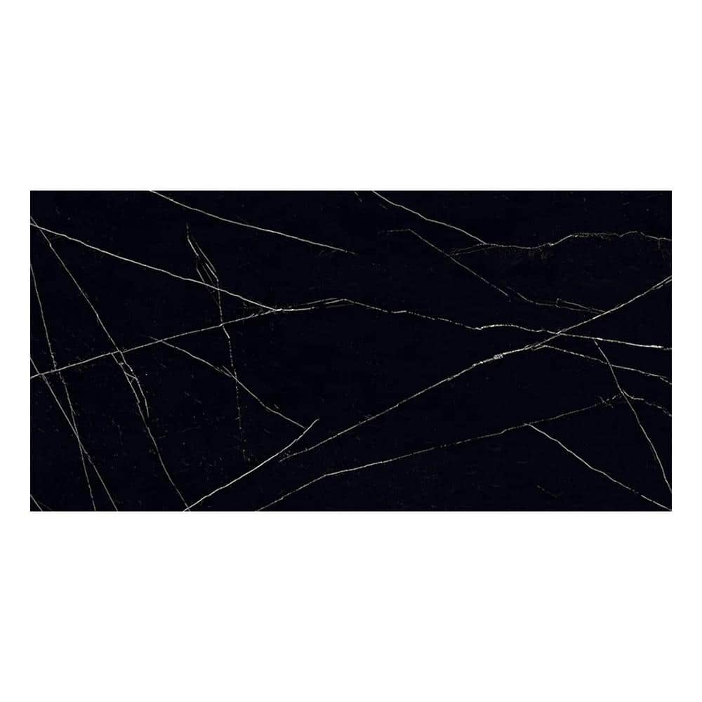 Veneto 23.6 in. x 47.2 in. Polished Black Marquina Porcelain Rectangle Wall and Floor Tile (7.689 sq ft/case)-2 Sheets price history on PriceWatchPro