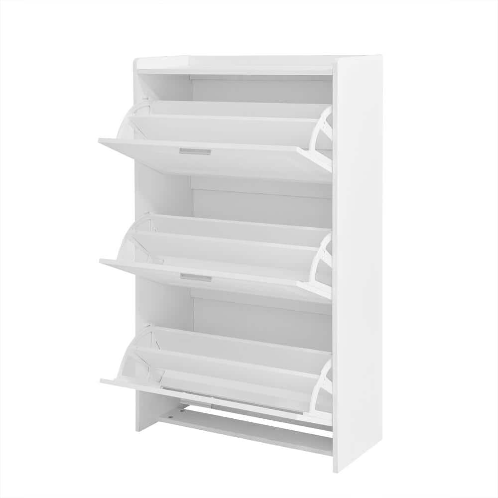 28 in. W x 12 in. D x 47 in. H White Linen Cabinet, Shoe Storage Cabinet fo