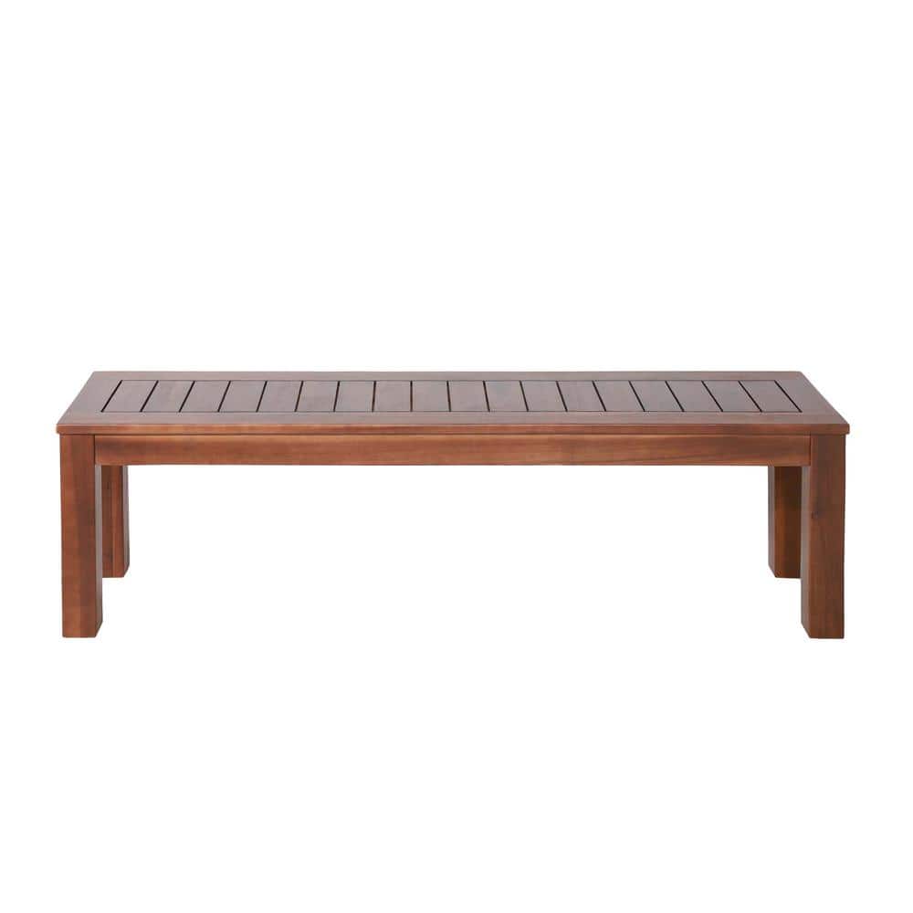 Dark Brown Wood Outdoor Ottoman Set Of 2