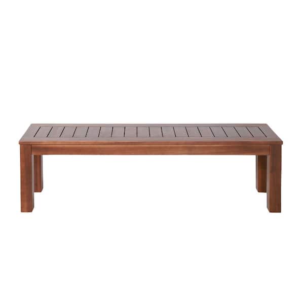 Unbranded Dark Brown Wood Outdoor Ottoman Set Of 2