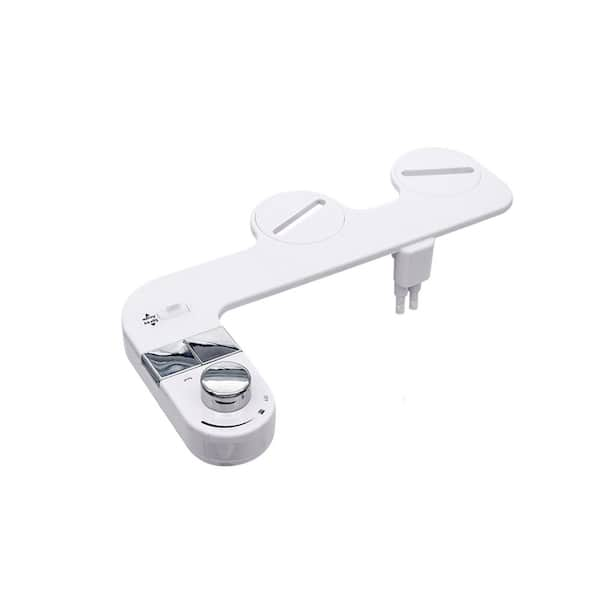 Ultra-Thin Double Nozzle Non-Electric Bidet Sprayer Bidet Attachment System in White with Self-Cleaning