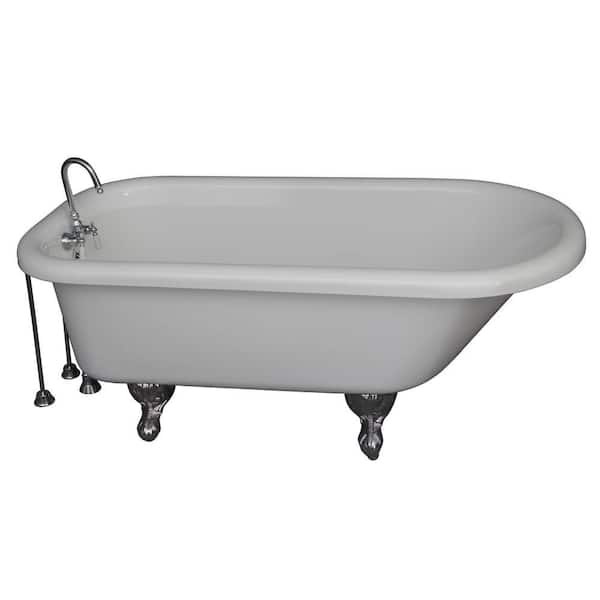 Barclay Products 5 ft. Acrylic Ball and Claw Feet Roll Top Tub in White with Polished Chrome Accessories