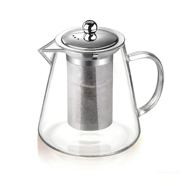 5-Cup Glass Teapot with Infuser, 43 oz. Stovetop Safe Tea Kettle, Blooming and Loose Leaf Tea Maker Set for Home Brewing