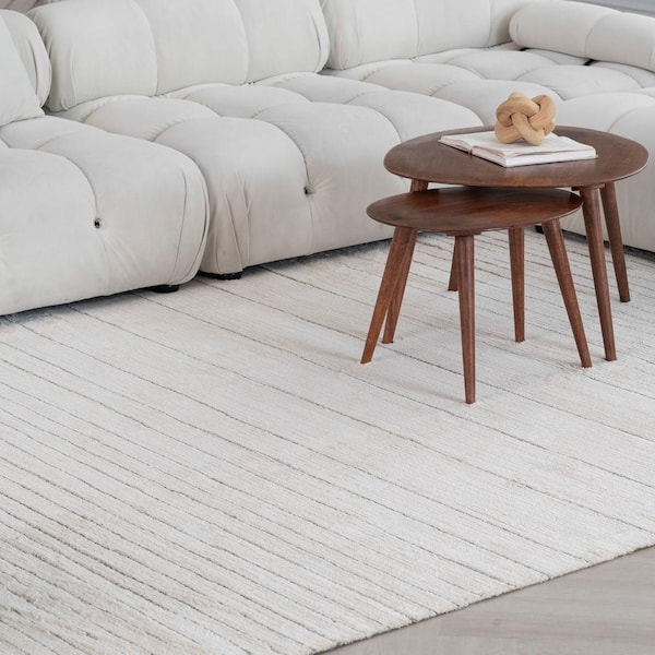 8 ft. x 11 ft. Cream and Beige Abstract Non Skid Area Rug