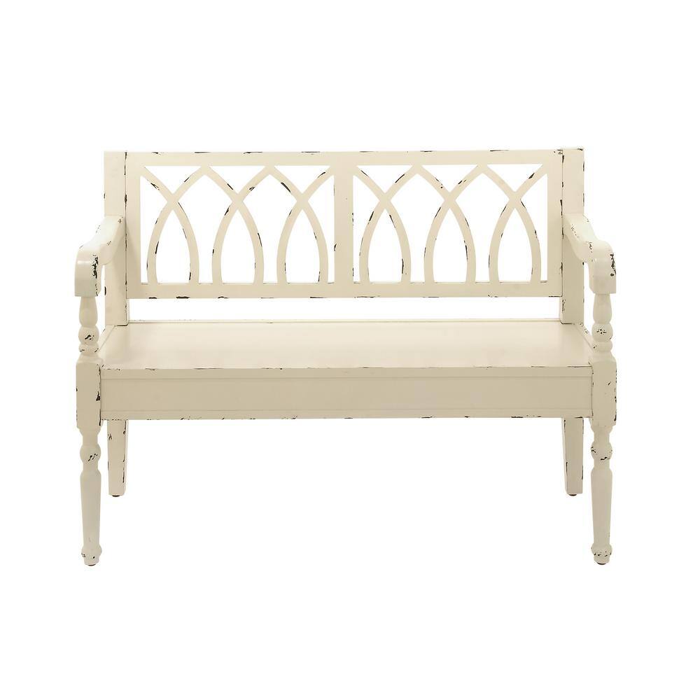 Litton Lane White Bench 36 in. X 48 in. X 19 in. 60155 - The Home Depot