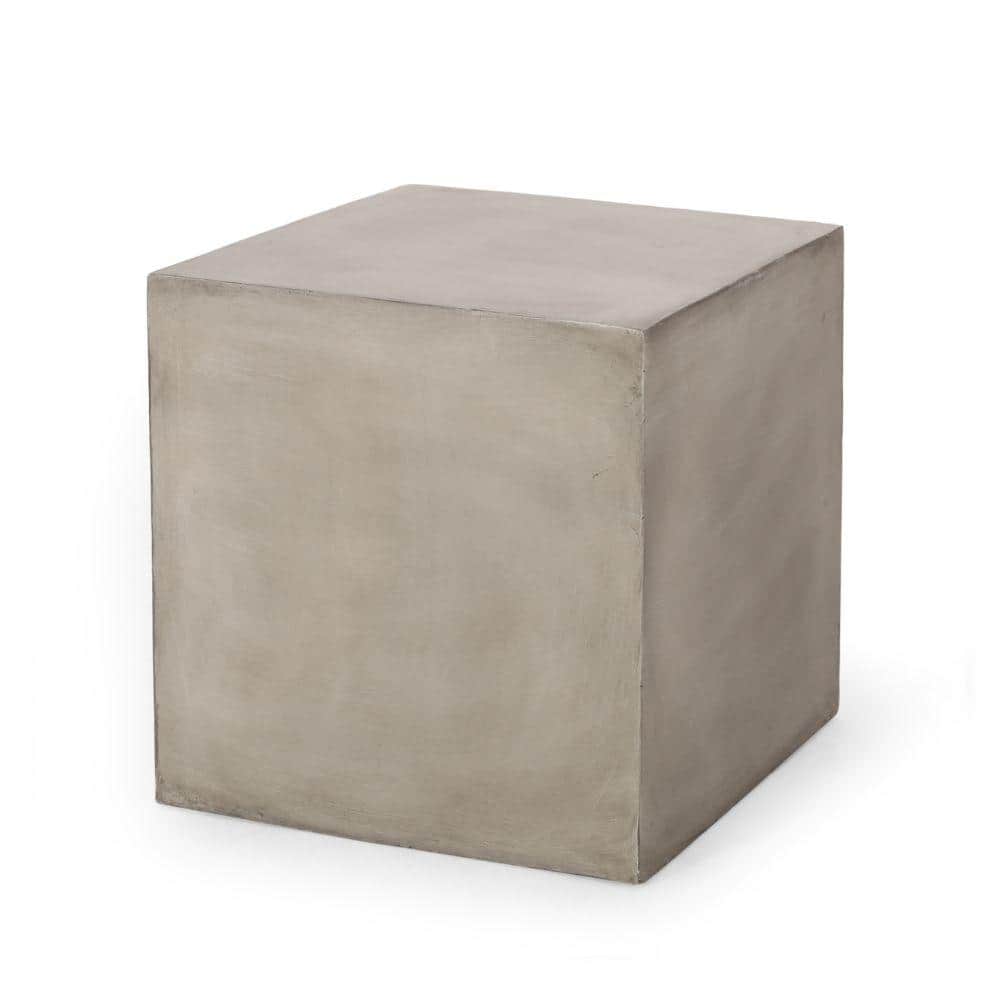 ITOPFOX Light Grey Smooth Cube Design Aesthetic Side Table ITOPFOX Light Grey Smooth Cube Design Aesthetic Side Table