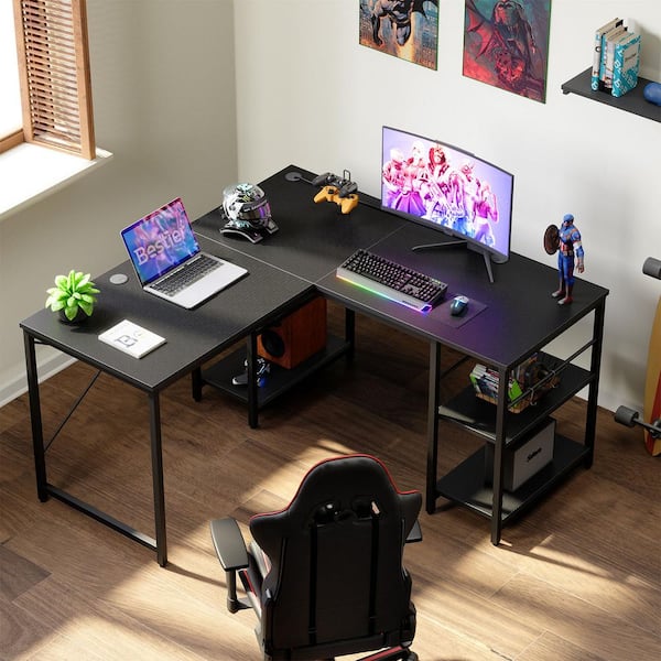 Bestier 55.1 In. Carbon Fiber L-Shaped Computer Desk D464Y-GAMD - The ...