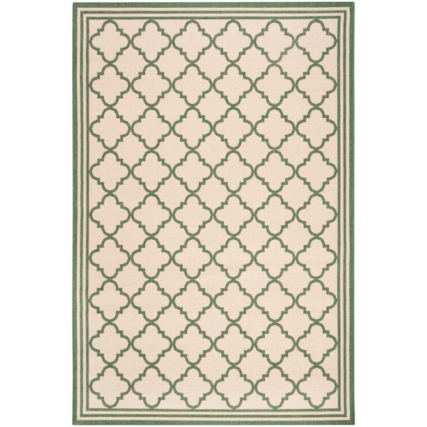 SAFAVIEH Linden Cream/Green 5 ft. x 8 ft. Border Geometric Trellis Area Rug