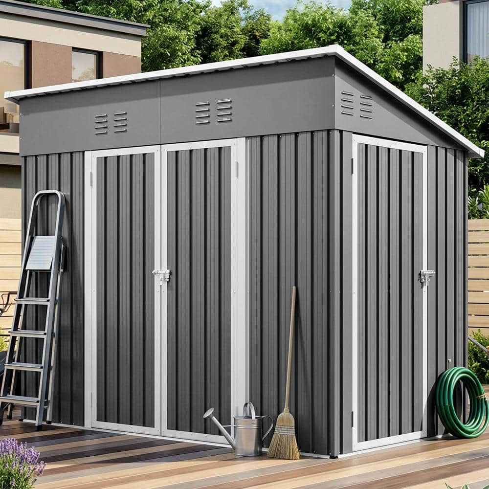 ToolCat 8 x 4 ft Heavy-Duty Metal Storage Shed With Floor Frame