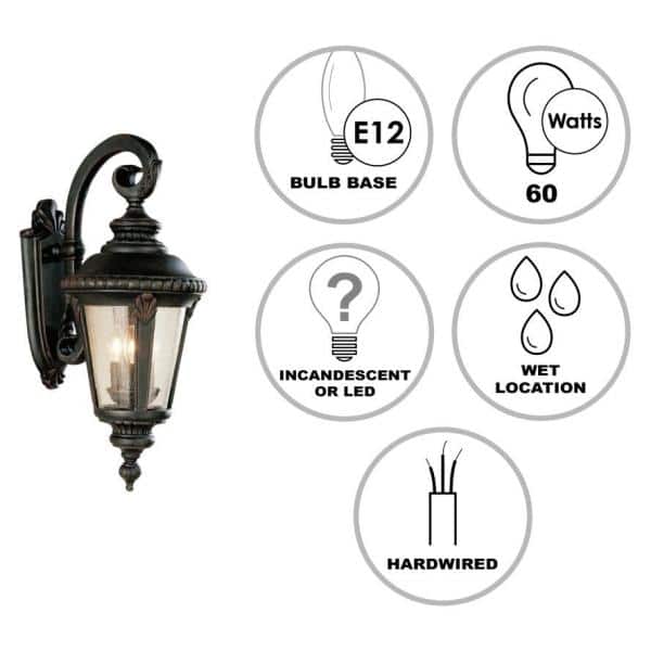Rust Brown Seeded Glass Outdoor Wall Lantern Sconce