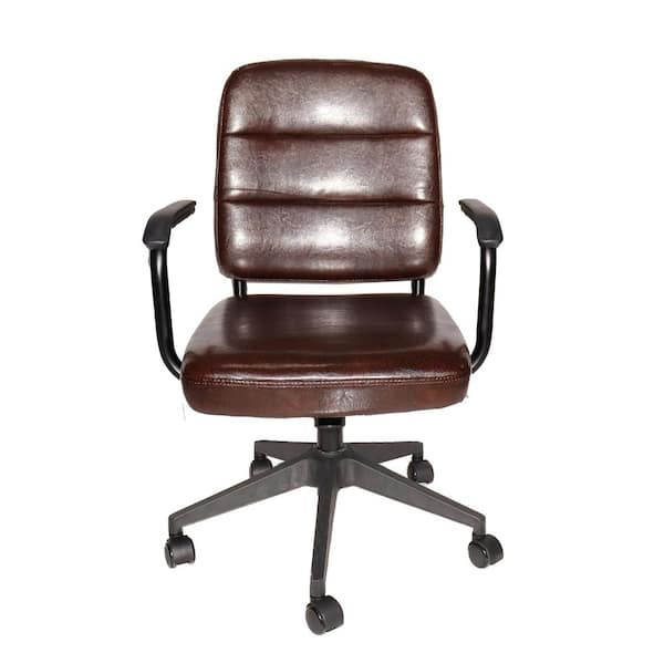 Sumyeg Brown Retro Style Leather Office, Antique Swivel Desk Chair Repair