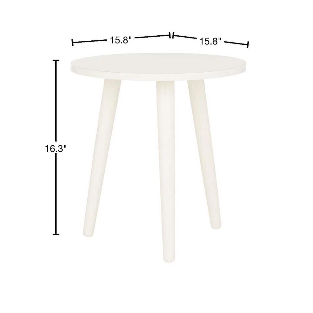 Distressed White Round Pine Wood Accent Table