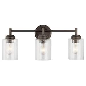 Winslow 21.5 in. 3-Light Olde Bronze Contemporary Bathroom Vanity Light with Clear Seeded Glass