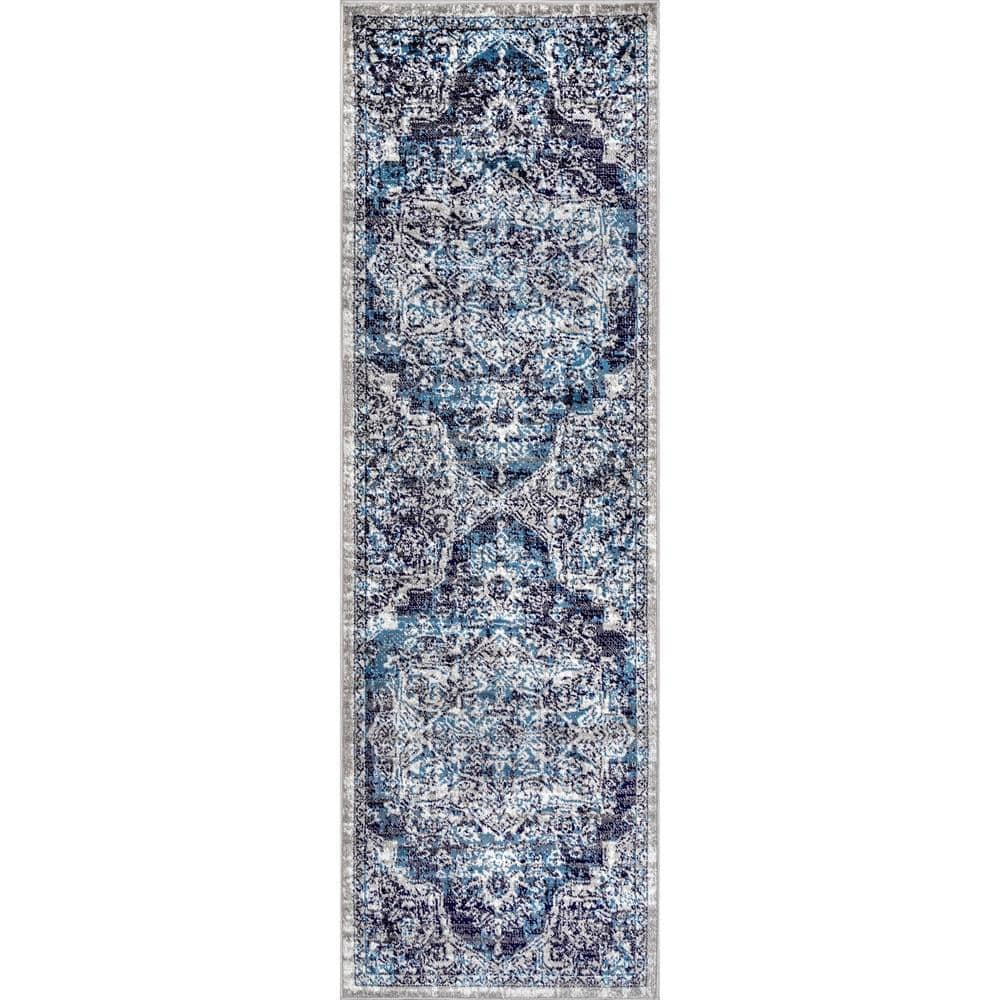 nuLOOM Transitional Medallion Maryanne Blue 2 ft. 6 in. x 6 ft. Indoor ...