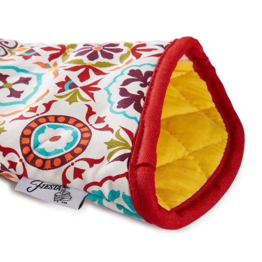 Fiesta Red and Multicolor Cotton Oven Mitt and Pot Holder Set