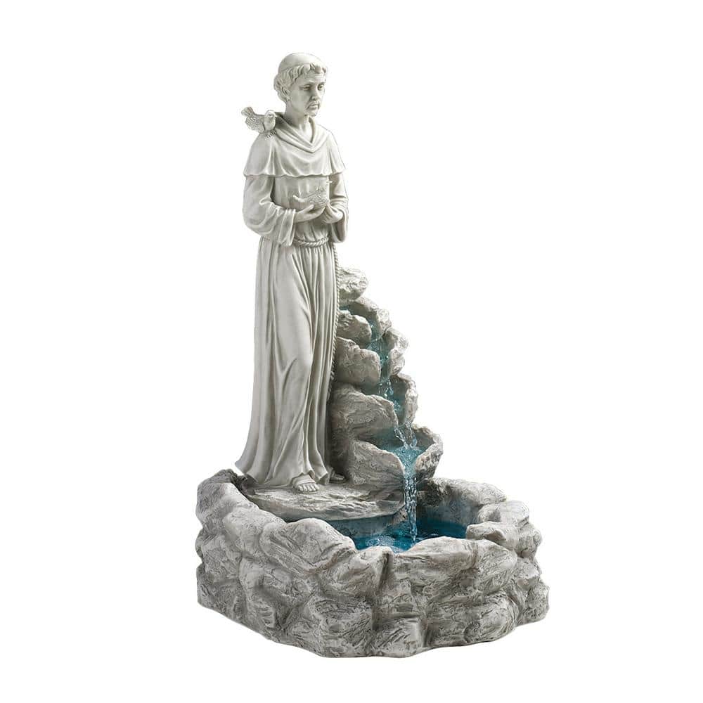 Natures Blessed Prayer St. Francis Stone Bonded Resin Sculptural Fountain
